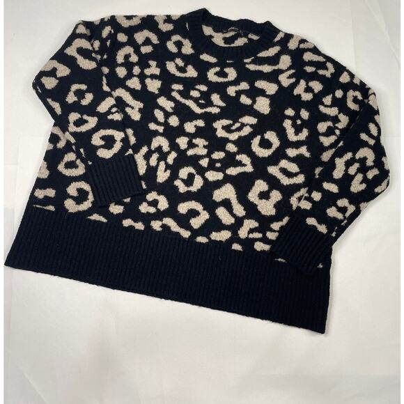 Zara Leopard Print Sweater Beige‎ & Black Oversized Boxy Fit Pullover Size Small - Picture 5 of 11